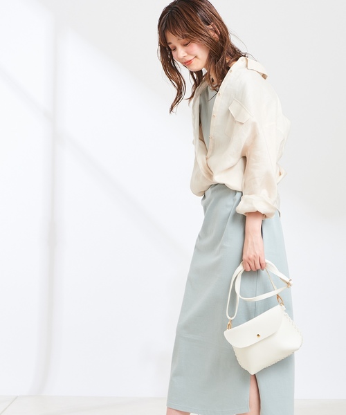 natural couture（ナチュラルクチュール）の「2WAYシンプルリネンシャツ（シャツ/ブラウス・レディース・ベージュ/ライトベージュ/ネイビー/ラベンダー/オレンジ系その他・FREE）」の10枚目の写真