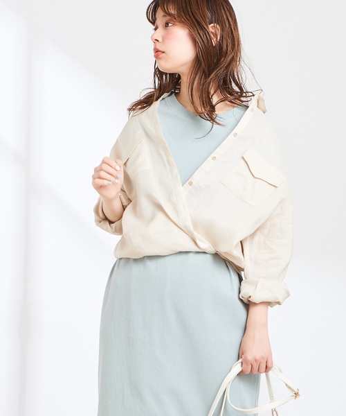 natural couture（ナチュラルクチュール）の「2WAYシンプルリネンシャツ（シャツ/ブラウス・レディース・ベージュ/ライトベージュ/ネイビー/ラベンダー/オレンジ系その他・FREE）」の11枚目の写真