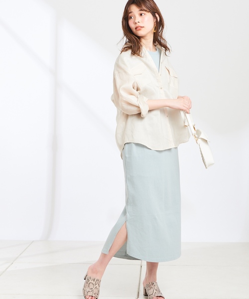 natural couture（ナチュラルクチュール）の「2WAYシンプルリネンシャツ（シャツ/ブラウス・レディース・ベージュ/ライトベージュ/ネイビー/ラベンダー/オレンジ系その他・FREE）」の12枚目の写真