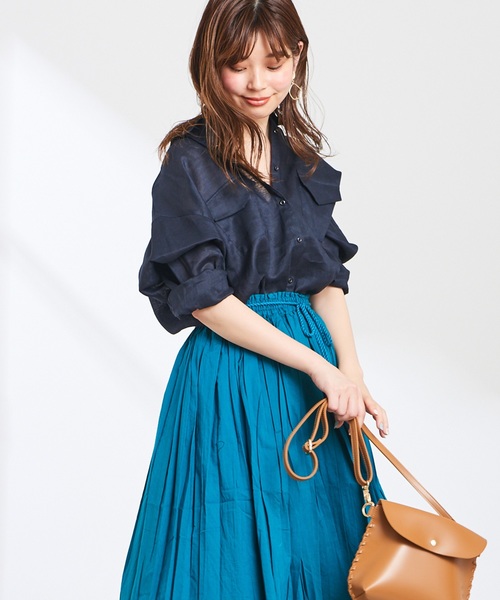 natural couture（ナチュラルクチュール）の「2WAYシンプルリネンシャツ（シャツ/ブラウス・レディース・ベージュ/ライトベージュ/ネイビー/ラベンダー/オレンジ系その他・FREE）」の17枚目の写真