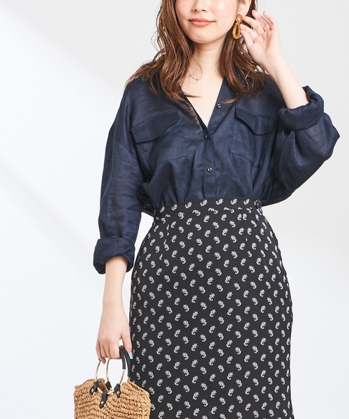 natural couture（ナチュラルクチュール）の「2WAYシンプルリネンシャツ（シャツ/ブラウス・レディース・ベージュ/ライトベージュ/ネイビー/ラベンダー/オレンジ系その他・FREE）」の19枚目の写真