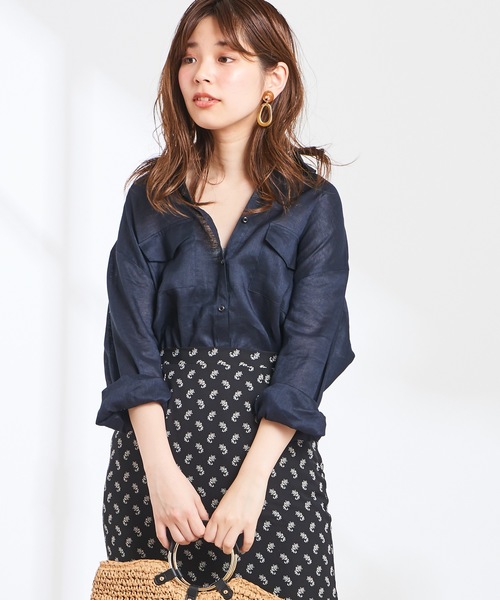 natural couture（ナチュラルクチュール）の「2WAYシンプルリネンシャツ（シャツ/ブラウス・レディース・ベージュ/ライトベージュ/ネイビー/ラベンダー/オレンジ系その他・FREE）」の20枚目の写真