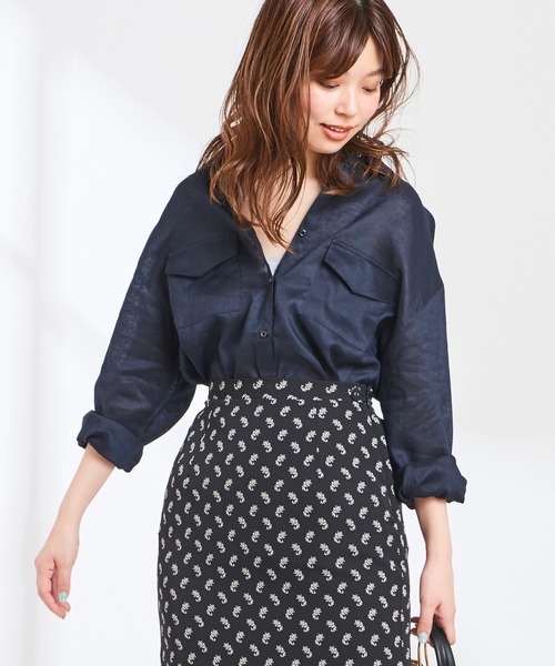 natural couture（ナチュラルクチュール）の「2WAYシンプルリネンシャツ（シャツ/ブラウス・レディース・ベージュ/ライトベージュ/ネイビー/ラベンダー/オレンジ系その他・FREE）」の21枚目の写真