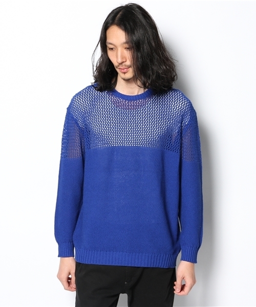 Lui's(ルイス)の「Lui's 透かし編み切替プルオーバーニット(ニット/セーター・メンズ・ピンク/ライトグレー/ブルー・FREE)」の12枚目の写真