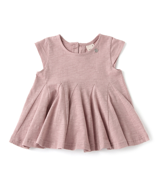 petit main(プティマイン)の「【接触冷感】裾切り替えAライン半袖Tシャツ(Tシャツ/カットソー)」|サーモンピンク