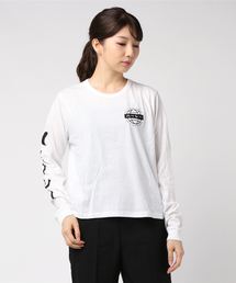 W HRLY GLOBAL PERFECT LS / レディース ロングスリーブTシャツ / ロゴプリントカットソー 袖ロゴ サーフカジュアル