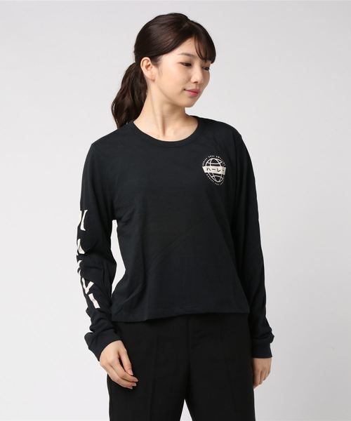 Hurley (ハーレー)の「W HRLY GLOBAL PERFECT LS / レディース ロングスリーブTシャツ / ロゴプリントカットソー 袖ロゴ サーフカジュアル(Tシャツ/カットソー・レディース・ブラック/ホワイト/ピンク・X-SMALL/SMALL)」の1枚目の写真