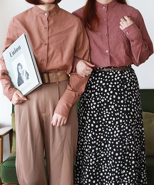 PairPair（ペアペア）の「ロングカフススタンドカラーシャツ（シャツ/ブラウス・レディース・アイボリー/モカ/スモークピンク・FREE）」の6枚目の写真