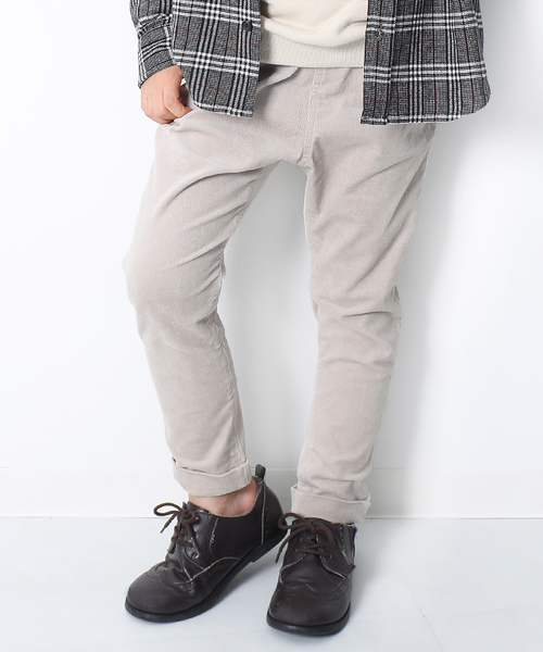 devirock(デビロック)の「コーデュロイサルエルタックパンツ(その他パンツ・キッズ・キナリ/チャコール/グレー系その他/ブルー/カーキ/モカ/キャメル/オレンジ・80cm/90cm/95cm/100cm/110cm/120cm/130cm/140cm/150cm/160cm)」の3枚目の写真