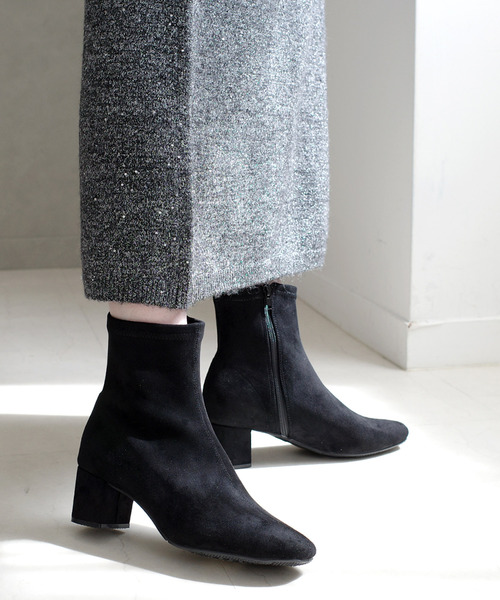 AmiAmi（アミアミ）の「スクエアトゥストレッチショートブーツ（ブーツ・レディース・ブラック系その他2/ブラック系その他/ブラック/ダークブラウン/ベージュ・L/LL/M/S）」の18枚目の写真