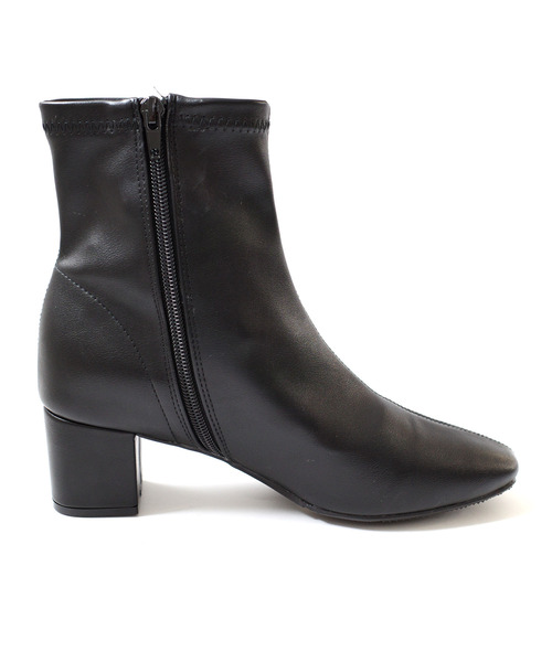 AmiAmi（アミアミ）の「スクエアトゥストレッチショートブーツ（ブーツ・レディース・ブラック系その他2/ブラック系その他/ブラック/ダークブラウン/ベージュ・L/LL/M/S）」の9枚目の写真