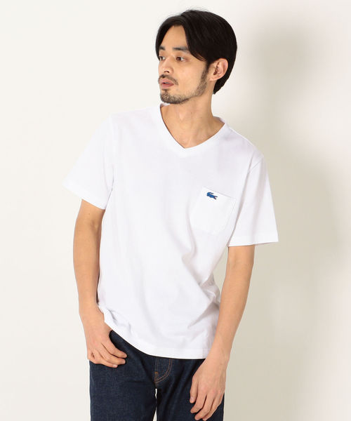 LACOSTE（ラコステ）の「SHIPS any×LACOSTE: 別注 ポケット Ｖネック Ｔシャツ（Tシャツ/カットソー・メンズ・ホワイト/ブラック/ベージュ/ブルー・1/2/4/3/5）」の6枚目の写真