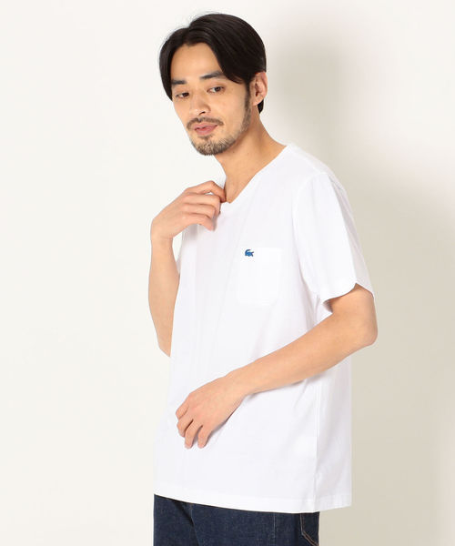 LACOSTE（ラコステ）の「SHIPS any×LACOSTE: 別注 ポケット Ｖネック Ｔシャツ（Tシャツ/カットソー・メンズ・ホワイト/ブラック/ベージュ/ブルー・1/2/4/3/5）」の7枚目の写真