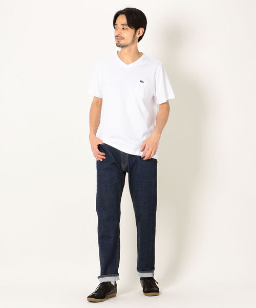 LACOSTE（ラコステ）の「SHIPS any×LACOSTE: 別注 ポケット Ｖネック Ｔシャツ（Tシャツ/カットソー・メンズ・ホワイト/ブラック/ベージュ/ブルー・1/2/4/3/5）」の9枚目の写真