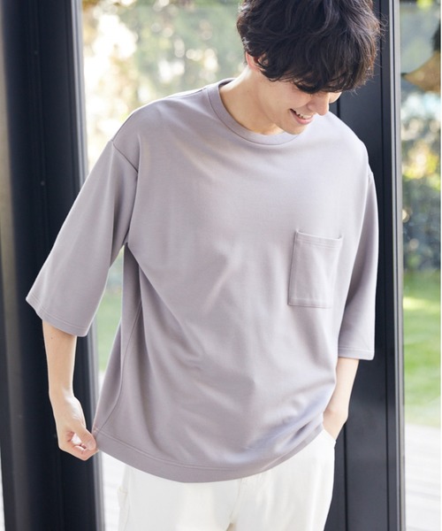 LAKOLE（ラコレ）の「クロップドスリーブポンチTシャツ / LAKOLE（Tシャツ/カットソー・メンズ・ホワイト/ブラック/ベージュ/グレー/グリーン・MEDIUM/LARGE）」の3枚目の写真