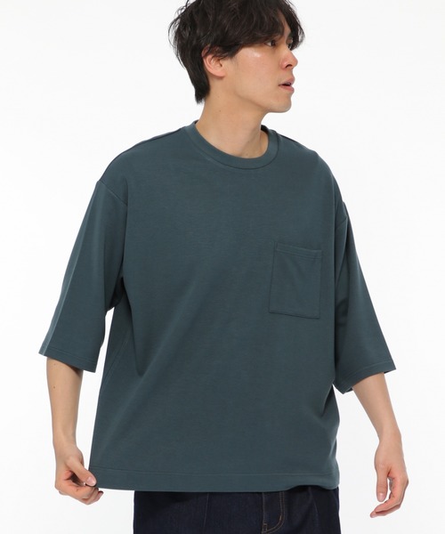 LAKOLE（ラコレ）の「クロップドスリーブポンチTシャツ / LAKOLE（Tシャツ/カットソー・メンズ・ホワイト/ブラック/ベージュ/グレー/グリーン・MEDIUM/LARGE）」の5枚目の写真