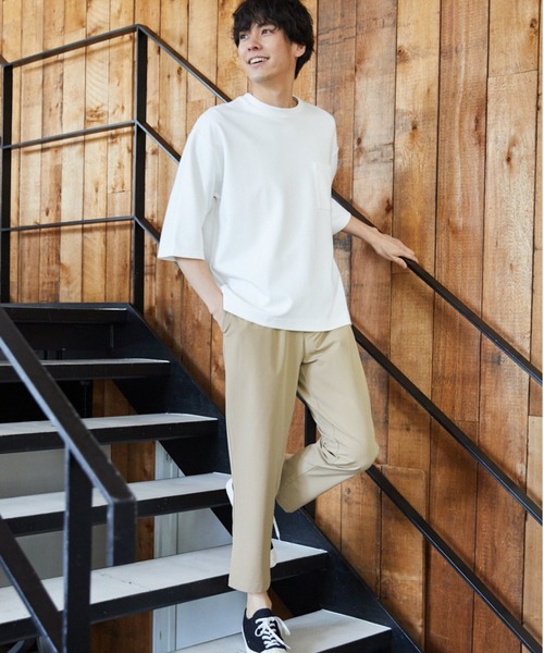 LAKOLE（ラコレ）の「クロップドスリーブポンチTシャツ / LAKOLE（Tシャツ/カットソー・メンズ・ホワイト/ブラック/ベージュ/グレー/グリーン・MEDIUM/LARGE）」の6枚目の写真