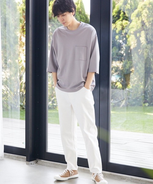 LAKOLE（ラコレ）の「クロップドスリーブポンチTシャツ / LAKOLE（Tシャツ/カットソー・メンズ・ホワイト/ブラック/ベージュ/グレー/グリーン・MEDIUM/LARGE）」の9枚目の写真