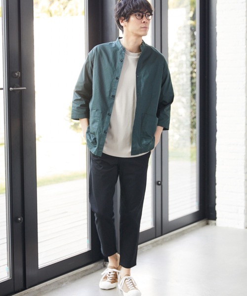 LAKOLE（ラコレ）の「クロップドスリーブポンチTシャツ / LAKOLE（Tシャツ/カットソー・メンズ・ホワイト/ブラック/ベージュ/グレー/グリーン・MEDIUM/LARGE）」の10枚目の写真