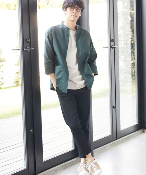 LAKOLE（ラコレ）の「クロップドスリーブポンチTシャツ / LAKOLE（Tシャツ/カットソー・メンズ・ホワイト/ブラック/ベージュ/グレー/グリーン・MEDIUM/LARGE）」の11枚目の写真