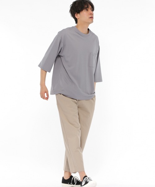 LAKOLE（ラコレ）の「クロップドスリーブポンチTシャツ / LAKOLE（Tシャツ/カットソー・メンズ・ホワイト/ブラック/ベージュ/グレー/グリーン・MEDIUM/LARGE）」の13枚目の写真