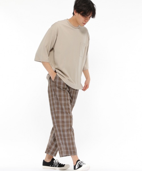 LAKOLE（ラコレ）の「クロップドスリーブポンチTシャツ / LAKOLE（Tシャツ/カットソー・メンズ・ホワイト/ブラック/ベージュ/グレー/グリーン・MEDIUM/LARGE）」の15枚目の写真