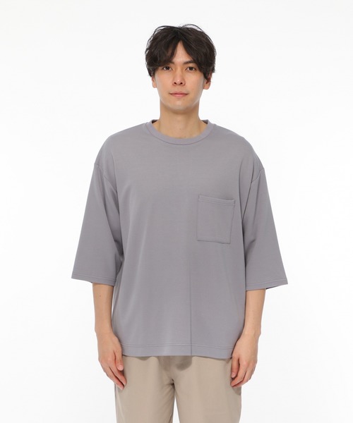 LAKOLE（ラコレ）の「クロップドスリーブポンチTシャツ / LAKOLE（Tシャツ/カットソー・メンズ・ホワイト/ブラック/ベージュ/グレー/グリーン・MEDIUM/LARGE）」の20枚目の写真