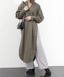 サイドスリット ロング丈 ワンピース シャツ ワンピース」に該当