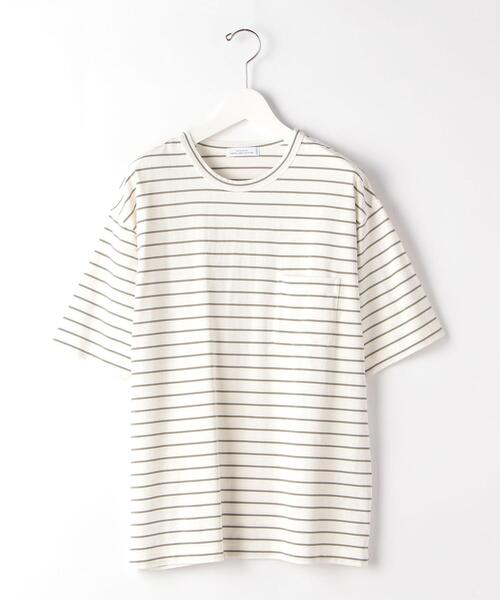 green label relaxing（グリーンレーベルリラクシング）の「SC コンフィヤーン ボーダー クルーネック 半袖 カットソー Tシャツ（Tシャツ/カットソー・メンズ・ワインレッド/オリーブ/ネイビー・LARGE/X-LARGE/SMALL/MEDIUM）」の2枚目の写真