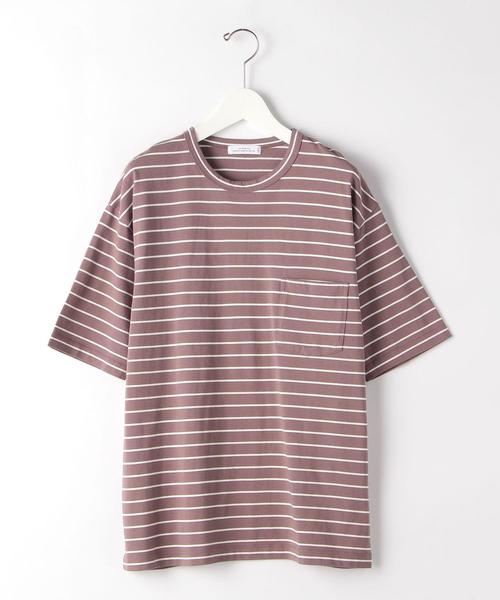 green label relaxing（グリーンレーベルリラクシング）の「SC コンフィヤーン ボーダー クルーネック 半袖 カットソー Tシャツ（Tシャツ/カットソー・メンズ・ワインレッド/オリーブ/ネイビー・LARGE/X-LARGE/SMALL/MEDIUM）」の5枚目の写真