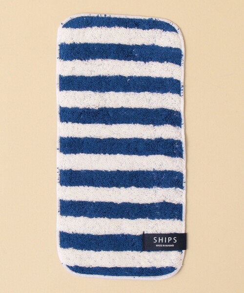 SHIPS(シップス)の「SHIPS: タオル ハンカチーフ ボーダー(ハンカチ/ハンドタオル・メンズ・ブルー/ベージュ/ネイビー・ONE SIZE)」の1枚目の写真