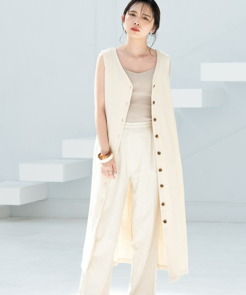 Aunt Marie's(アントマリーズ)の「リネンロングジレワンピース(ワンピース・レディース・ブラック/グリーン/ナチュラル・FREE)」の2枚目の写真