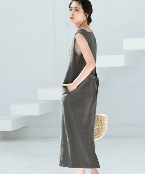 Aunt Marie's(アントマリーズ)の「リネンロングジレワンピース(ワンピース・レディース・ブラック/グリーン/ナチュラル・FREE)」の3枚目の写真