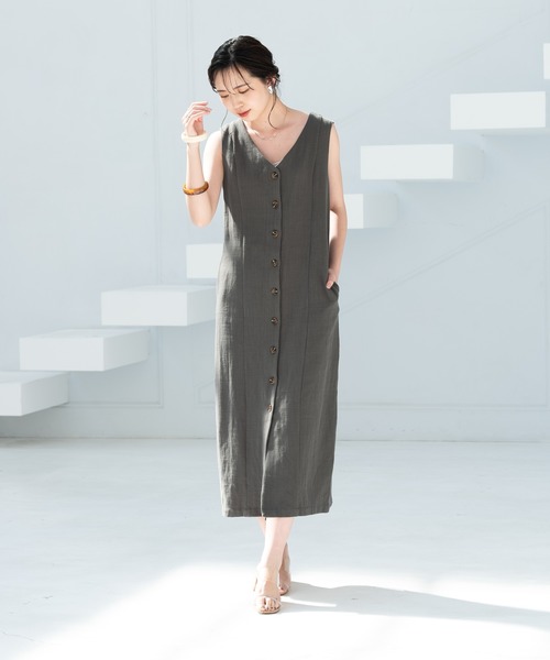 Aunt Marie's(アントマリーズ)の「リネンロングジレワンピース(ワンピース・レディース・ブラック/グリーン/ナチュラル・FREE)」の11枚目の写真