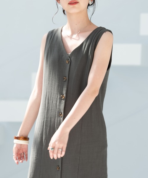 Aunt Marie's(アントマリーズ)の「リネンロングジレワンピース(ワンピース・レディース・ブラック/グリーン/ナチュラル・FREE)」の18枚目の写真