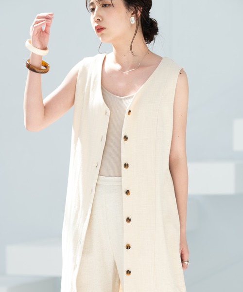 Aunt Marie's(アントマリーズ)の「リネンロングジレワンピース(ワンピース・レディース・ブラック/グリーン/ナチュラル・FREE)」の13枚目の写真