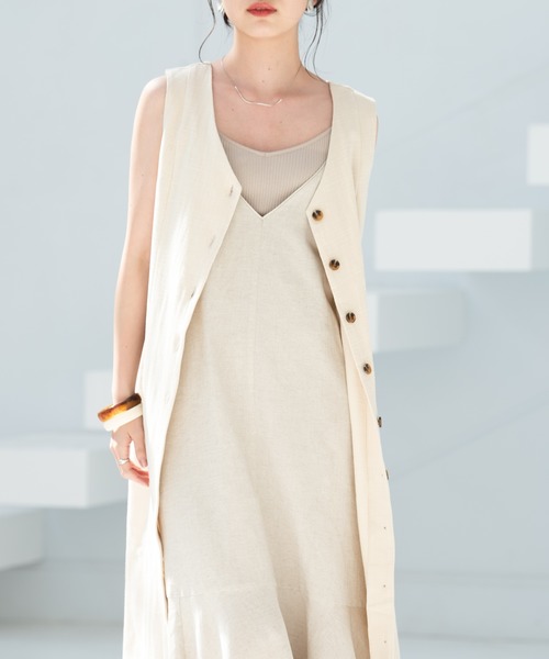 Aunt Marie's(アントマリーズ)の「リネンロングジレワンピース(ワンピース・レディース・ブラック/グリーン/ナチュラル・FREE)」の20枚目の写真