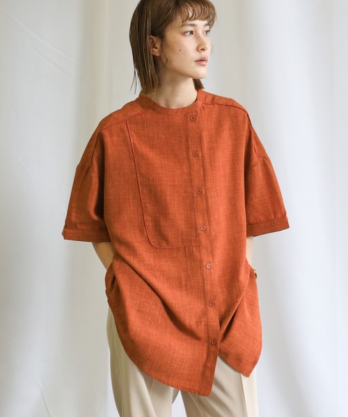 select MOCA（セレクトモカ）の「2021 SS アシンメトリーパイピングシャツ（シャツ/ブラウス・レディース・ホワイト/ライトブルー/ライム/オレンジ/サーモンピンク・FREE）」の5枚目の写真