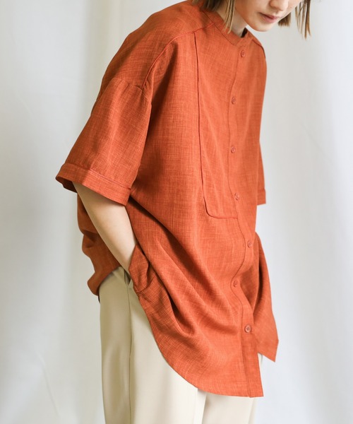 select MOCA（セレクトモカ）の「2021 SS アシンメトリーパイピングシャツ（シャツ/ブラウス・レディース・ホワイト/ライトブルー/ライム/オレンジ/サーモンピンク・FREE）」の6枚目の写真