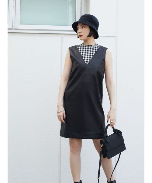 EMODA(エモダ)の「フェイクレザーボックスワンピース(ワンピース・レディース・ホワイト/ブラック/ベージュ・FREE)」の7枚目の写真