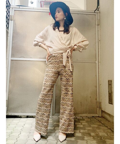 GYDA(ジェイダ)の「ニットジャカードパンツ(その他パンツ・レディース・ブラック/ベージュ・FREE)」の3枚目の写真