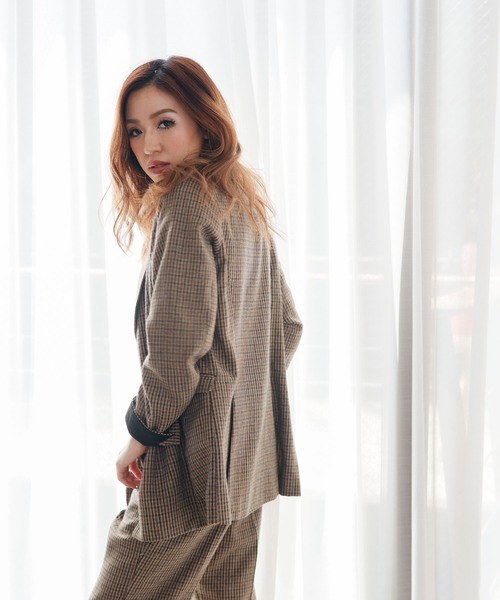 LIPSERVICE（リップサービス）の「ウエストマークMIXスリムジャケット（テーラードジャケット・レディース・ブラウン/その他1/ブラック・M/S）」の13枚目の写真