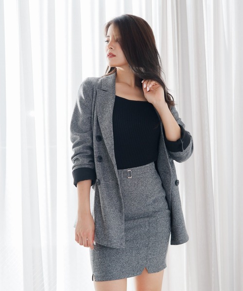 LIPSERVICE（リップサービス）の「ウエストマークMIXスリムジャケット（テーラードジャケット・レディース・ブラウン/その他1/ブラック・M/S）」の12枚目の写真