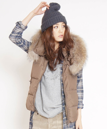 goa | ラクーンファー付スタンドカラーダウンベスト(ダウンジャケット/コート)