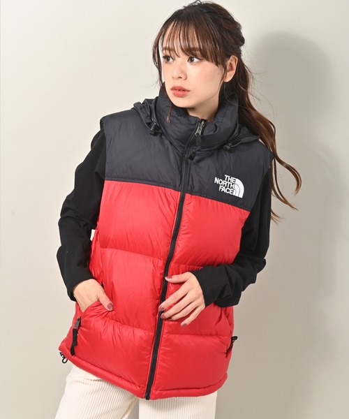 THE NORTH FACE ダウンベストヌプシL レッド/ブラック 定番，お買い得 ◇ ノースフェイス ヌプシ ダウンベスト 赤/黒 M ◇