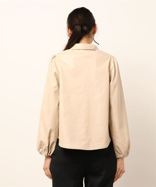 My shawty(マイシャウティー)の「puff sleeve lether shirt(シャツ/ブラウス・レディース・ブラック/アイボリー・FREE)」の7枚目の写真