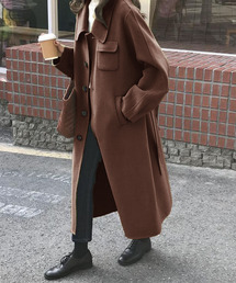 袖タックロングコート