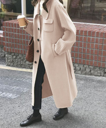 袖タックロングコート