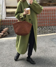袖タックロングコート