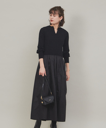 Rouge vif | ファブリックコンビワンピース(ワンピース)